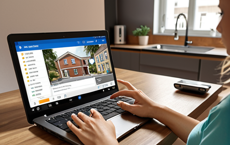 **
Modern housing society. Online billing system on a laptop screen. A woman is paying bills using mobile banking on her smartphone. Security cameras and smart card access system in the background. Focus on technology improving daily life in the housing society.
**