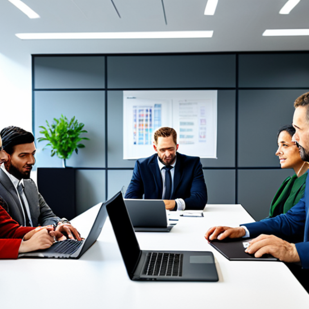 **
A professional team working collaboratively in a modern public administration office, fully clothed in appropriate attire. Diverse individuals are brainstorming around a table, with laptops and documents visible. The atmosphere is positive and productive. Safe for work, appropriate content, professional environment, perfect anatomy, natural proportions, family-friendly.
**