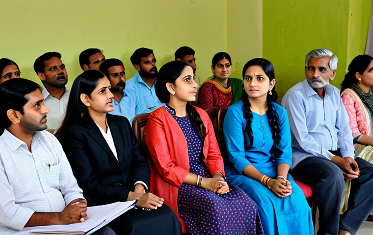**
"A well-dressed, professional woman in a modest salwar kameez attends a housing society general meeting, fully clothed, appropriate attire, safe for work. Other members are listening attentively. The meeting room is simple and functional. Focus on engagement and community. Perfect anatomy, natural pose, high quality, professional photograph, family-friendly."
**