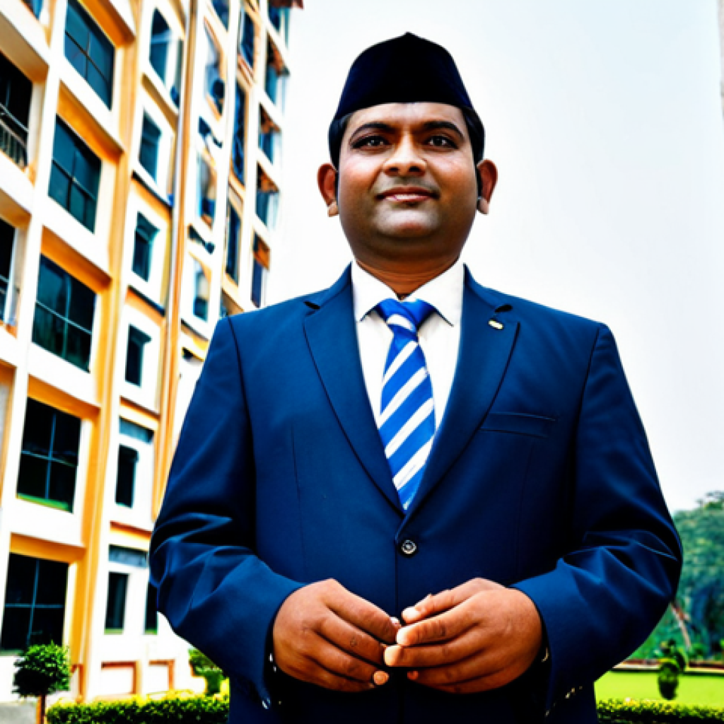 **
"A Public Works Department (PWD) certified property manager, fully clothed in appropriate business attire, standing confidently in front of a modern apartment complex in Dhaka, Bangladesh. The scene should convey professionalism and competence. Safe for work, appropriate content, perfect anatomy, correct proportions, well-formed hands, natural pose, professional, modest."
**