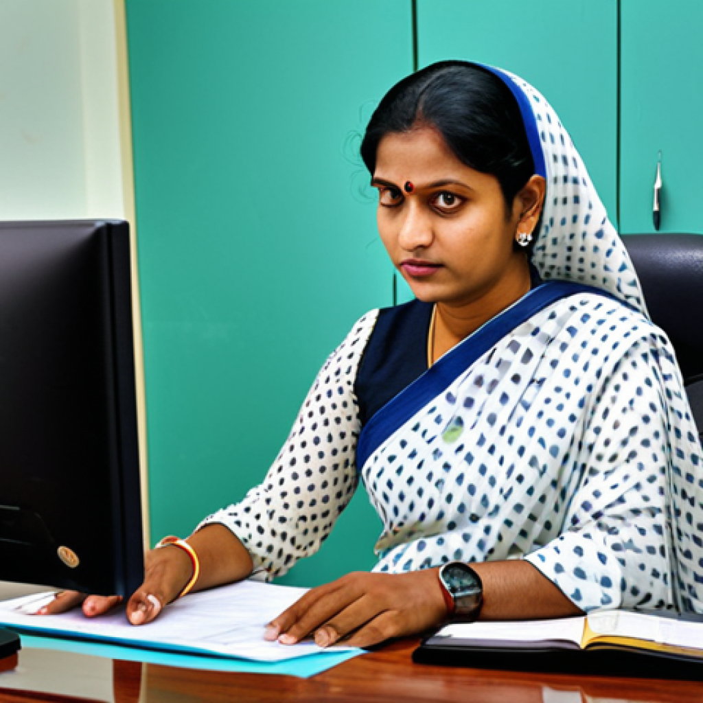 **A professional government officer in a modest sari, working at a desk in a modern government office in Dhaka, Bangladesh, fully clothed, appropriate attire, safe for work, perfect anatomy, natural proportions, professional photography, high quality.** (This represents the core of Public Administration in practice)