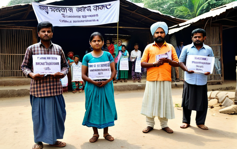 **
"A concerned citizen attending a social awareness campaign against corruption in a village bazaar. People are holding banners with slogans promoting integrity. The atmosphere is engaging, and the participants are diverse, wearing traditional Bengali attire. Focus on positive change and community involvement, clear and impactful visual elements, safe for work, appropriate content, fully clothed, professional, modest, family-friendly, perfect anatomy, correct proportions, natural pose, high quality."
**