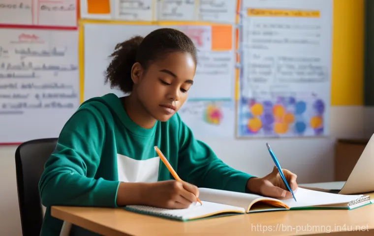 공공관리사 시험 준비 중 겪는 어려움과 해결책 - A focused young adult, dressed in comfortable, modest casual wear (e.g., a simple t-shirt and trouse...