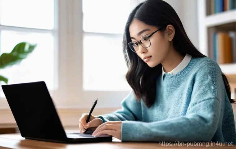 공공관리사 필기시험 대비를 위한 시간 관리 전략 - **Prompt 1: Focused Study Session**
A young female student, aged around 20, is seated comfortabl...