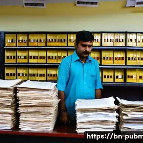 Home 32 공공관리사 업무 중 자주 겪는 문제 - **Prompt:** A bustling government office in a South Asian city, specifically in a Bengali context. T...