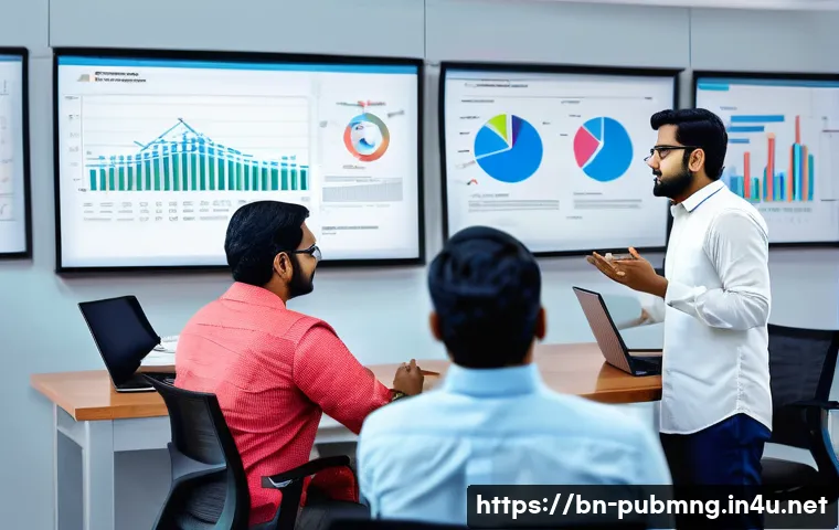 공공관리사 실무에서 발생하는 문제 해결 사례 - A vibrant office scene showing a diverse team of Bengali professionals engaged in a budget managemen...