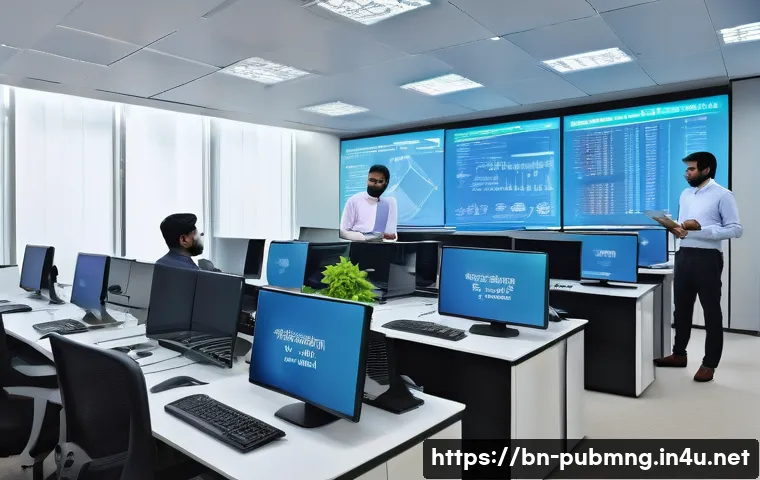 공공관리사와 관련된 학술 연구 주제 - A modern government office scene in Bangladesh showcasing digital transformation: a diverse group of...