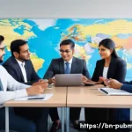 공공관리사 자격증으로 시작하는 글로벌 커리어 - A diverse group of professional adults in a modern office setting engaged in a collaborative meeting...