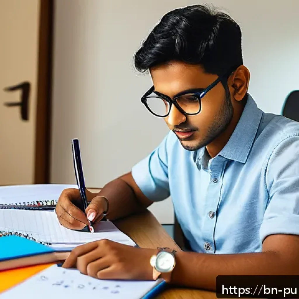 공공관리사 실기시험 준비 과정에서의 교훈 - A focused Bengali student studying at a wooden desk in a cozy, well-lit room filled with colorful st...
