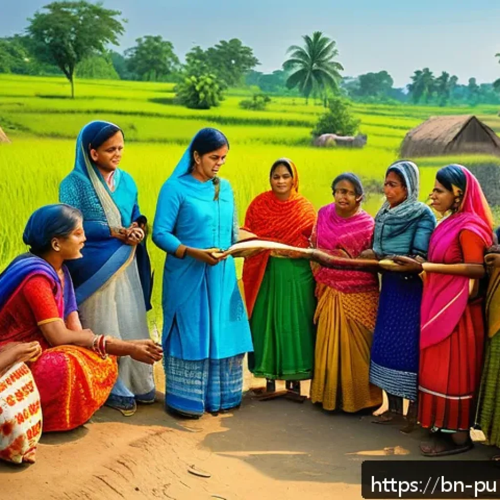 공공관리사와 유사 직업 비교 - A vibrant scene depicting a Bengali social development officer interacting warmly with a diverse gro...