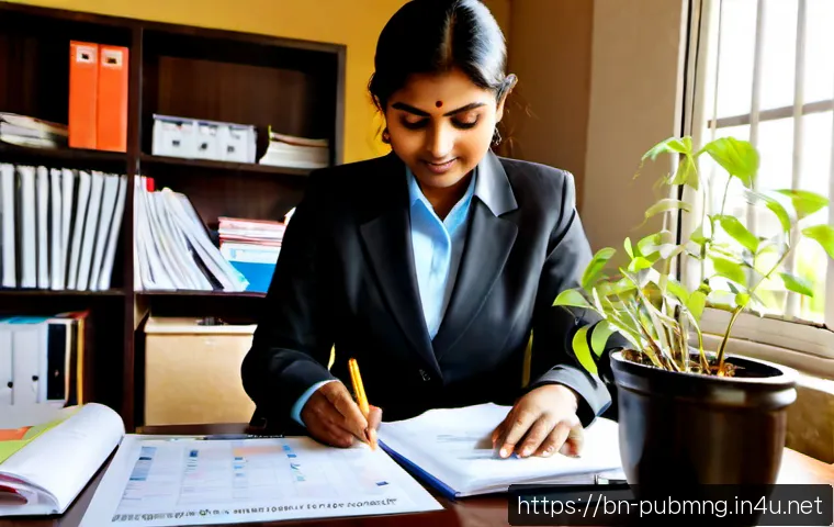 공공관리사 자격증의 장기적 가치를 고려해야 할 이유 - Photorealistic Bengali professional in modest business attire studying certification materials at a ...